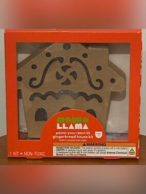 Mondo Llama Paint Your Own Lit Gingerbread House Craft Paints Brushes Included